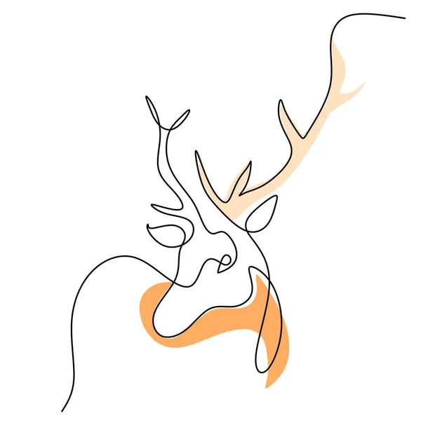 白い背景に隔離された壁紙のための抽象的な鹿の頭のポスターの連続1行 — ストックベクタ