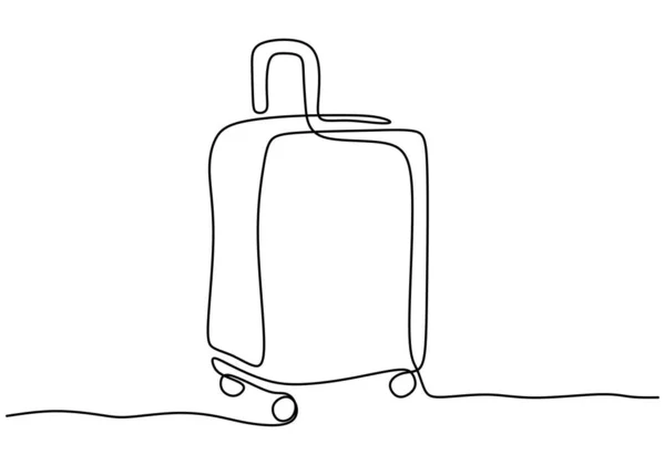 Continuelle Une Ligne Sac Voyage Poussette Bagages Isolé Sur Fond — Image vectorielle