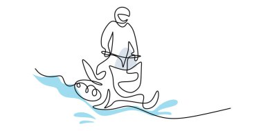 Kar motosikletli kış sporları yapan tek bir adam beyaz arka planda izole edilmiş..