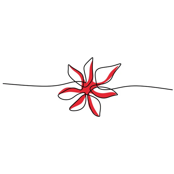 Kontinuierliche Eine Einzige Linie Weihnachtsstern Winterblume Isoliert Auf Weißem Hintergrund — Stockvektor