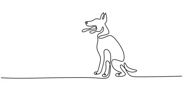 Непрерывная Одна Линия Милой Собаки Стоя Торчащий Язык Белом Фоне — стоковый вектор