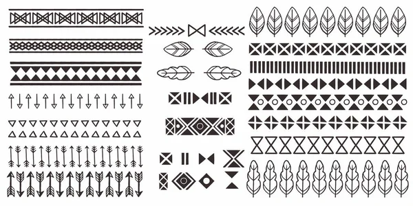 Sada Ručně Kreslených Geometrických Afrických Kmenových Symbolů Bílém Pozadí — Stockový vektor
