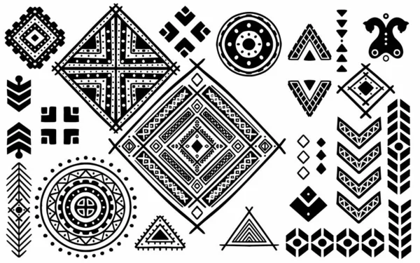 Ethnische Handgezeichnete Kritzelei Aztekischen Stil Isoliert Auf Weißem Hintergrund — Stockvektor