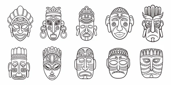 Conjunto Mayas Dibujadas Mano Con Símbolos Aislados Sobre Fondo Blanco — Vector de stock