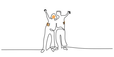 Beyaz arka planda izole edilmiş tek bir romantik olgun çift çizgisi devam ediyor..