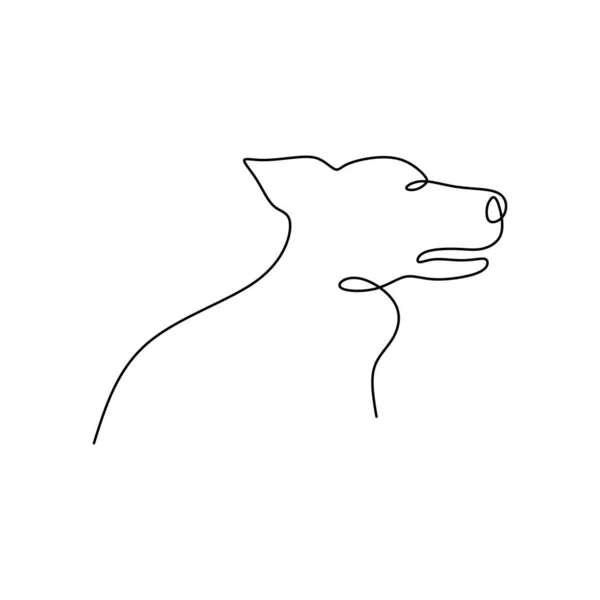 Contínua Uma Única Linha Cabeça Cão Isolado Fundo Branco — Vetor de Stock