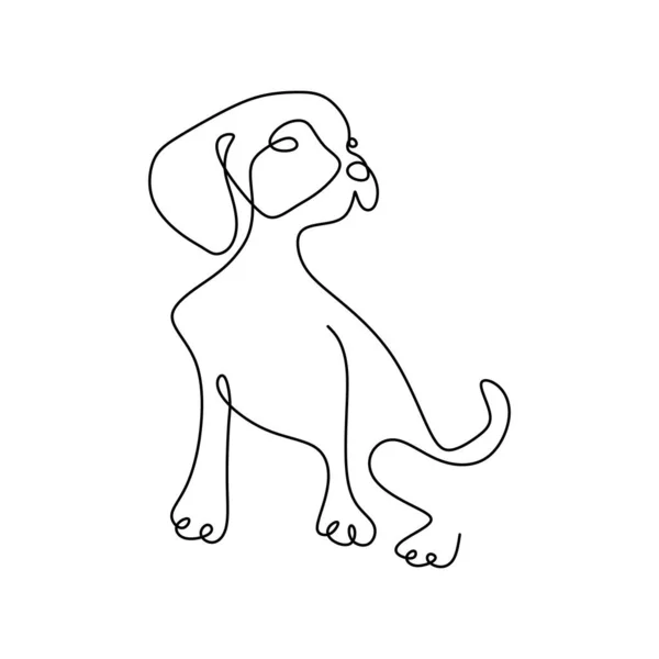 Непрерывная Одна Строка Маленькой Собаки Изолированной Белом Фоне — стоковый вектор