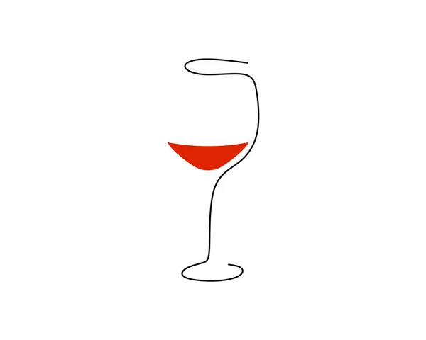 Συνεχής Μία Γραμμή Κόκκινου Κρασιού Που Απομονώνεται Λευκό Φόντο — Διανυσματικό Αρχείο