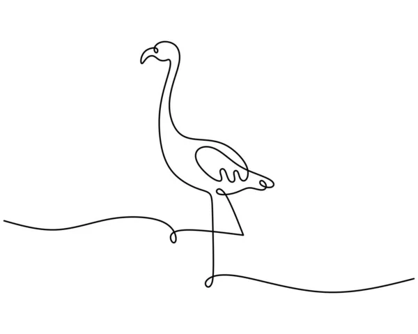 One Continuous Single Line Flamingo Famous Bird Line Art Isolated — Vettoriale Stock