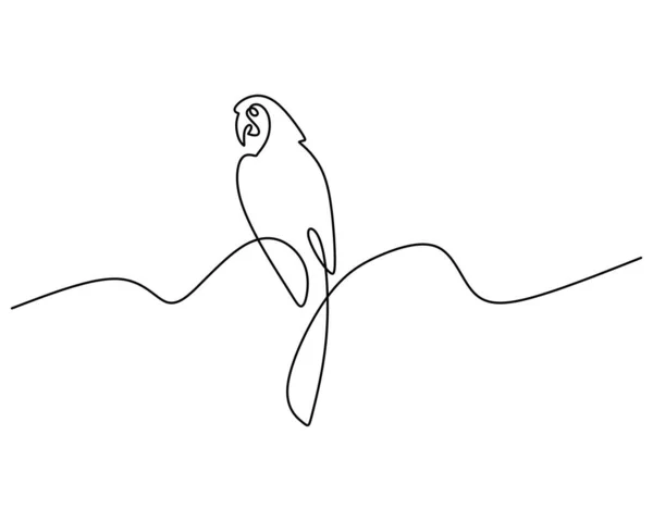 Une Seule Ligne Continue Scarlet Macaw Célèbre Oiseau Ligne Art — Image vectorielle