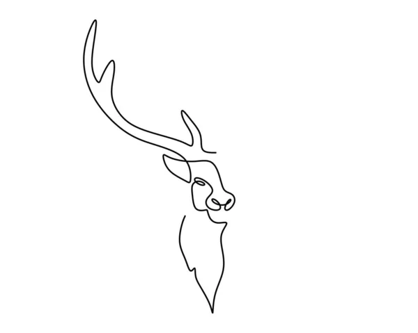 One Continuous Single Line Half Deer Head Poster Isolated White — Wektor stockowy