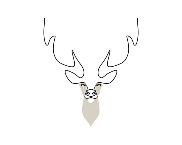 One Continuous Single Line Deer Head Poster Isolated White Background — Stockvektor