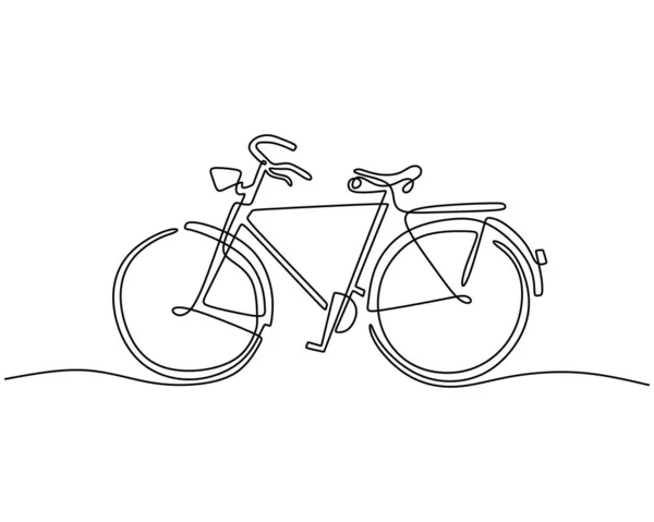 One Single Continuous Line Classic Bicycle Classic Transportation Isolated White — Stock Vector