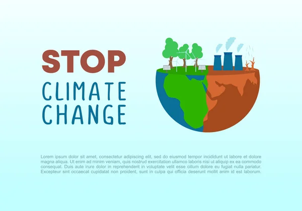 Stoppt Den Klimawandel Hintergrundbanner Plakat Für Naturförderung Die Erde Retten — Stockvektor