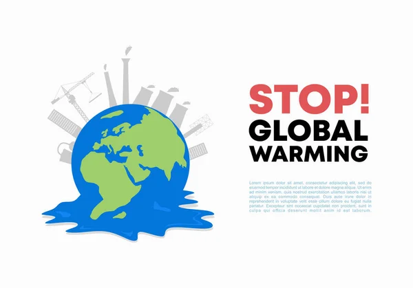 停止全球变暖背景下的绿色地球气候变化海报 — 图库矢量图片