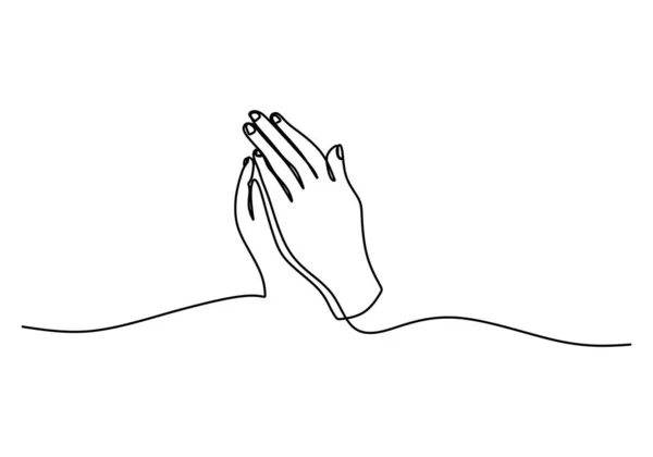Безперервний Єдиний Рядок Молитовного Символу Руки Ізольований Білому Тлі — стоковий вектор