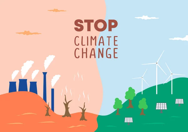 Zastavte Klimatické Změny Pozadí Plakát Pro Propagaci Přírody Zachránit Zemi — Stockový vektor