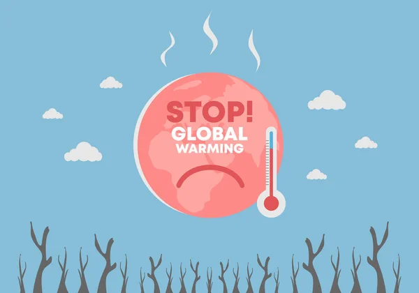 停止全球变暖背景下的绿色地球气候变化海报 — 图库矢量图片