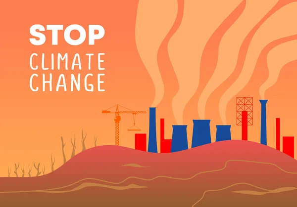 Stoppt Den Klimawandel Hintergrundbanner Plakat Für Naturförderung Die Erde Retten — Stockvektor
