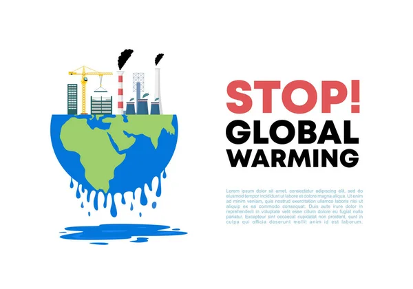Yeşil Dünya Iklim Değişikliği Için Küresel Isınma Afişini Durdurun — Stok Vektör