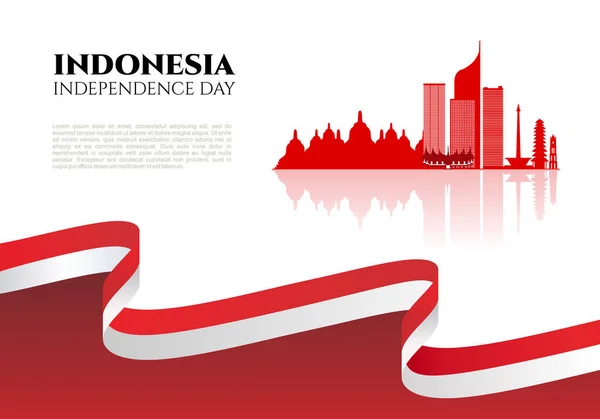 Плакат Дня Независимости Индонезии Честь Национального Праздника Августа — стоковый вектор
