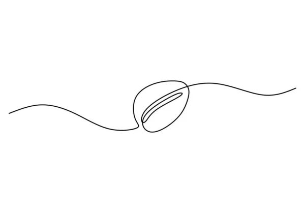 Continuous One Single Line Coffee Bean Isolated White Background — Stock Vector