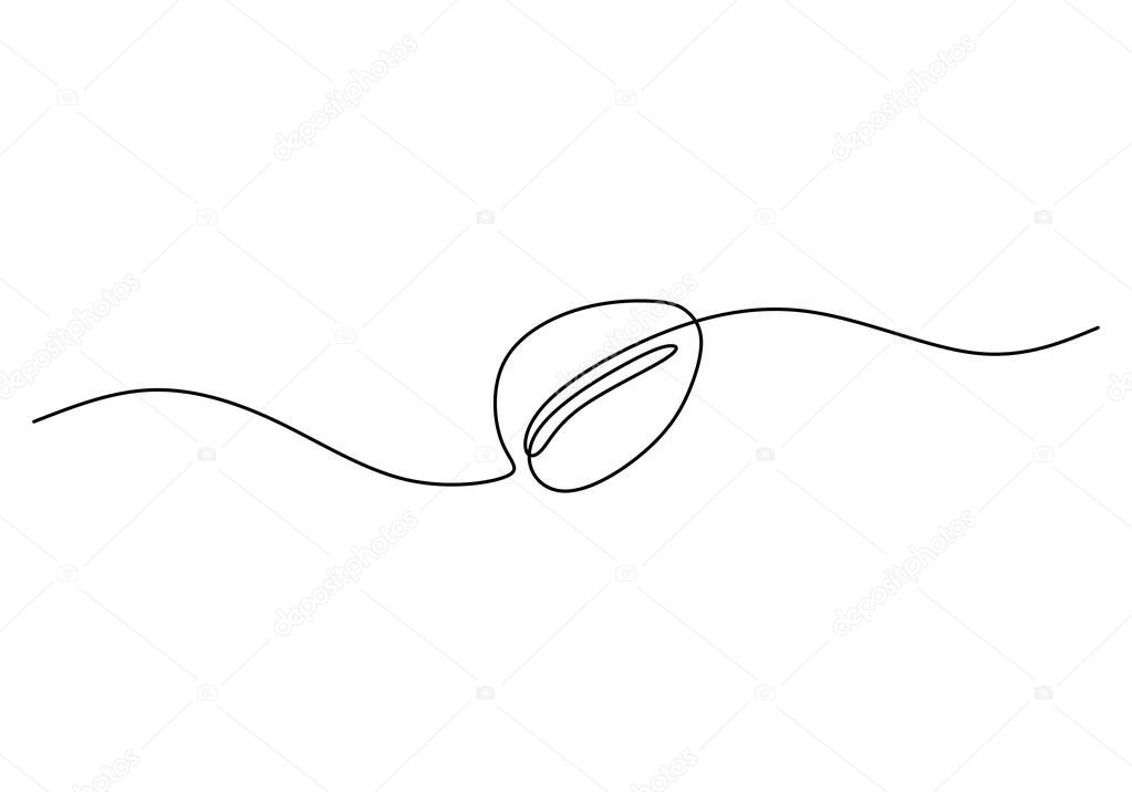 Continuous one single line of coffee bean isolated on white background.