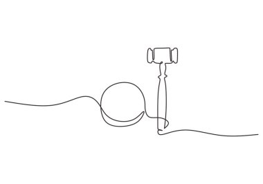 Beyaz arka planda izole edilmiş adalet için sürekli tek bir yargıç çekici..