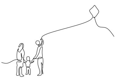 Baba, anne ve oğul beyaz arka planda izole edilmiş uçurtma oynuyorlar..