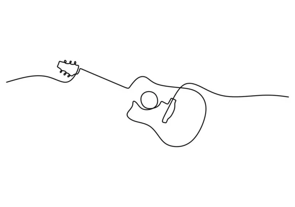 One Continuous Single Line Classic Guitar Isolated White Background — Stock Vector