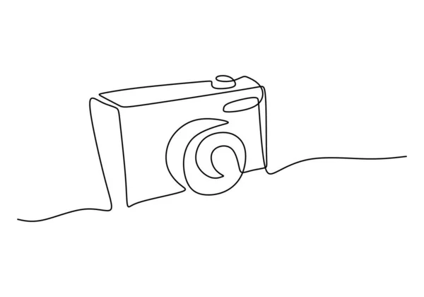 One Continuous Single Line Classic Vintage Camera Photographer Isolated White — Stock Vector