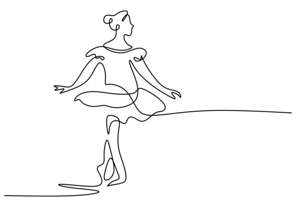 Une Seule Ligne Continue Belle Femme Ballerine Isolée Sur Fond — Image vectorielle