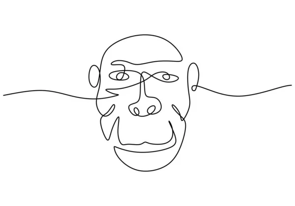 白地に隔離された猿の顔の連続的な一列 — ストックベクタ