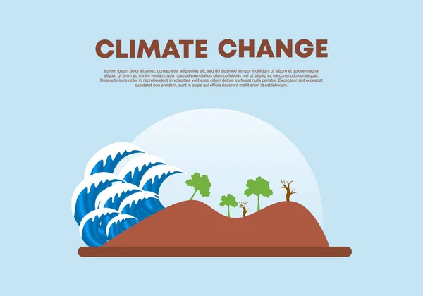气候变化和拯救地球的海报背景 世界环境日 生物技术 地球上的一个城市 — 图库矢量图片