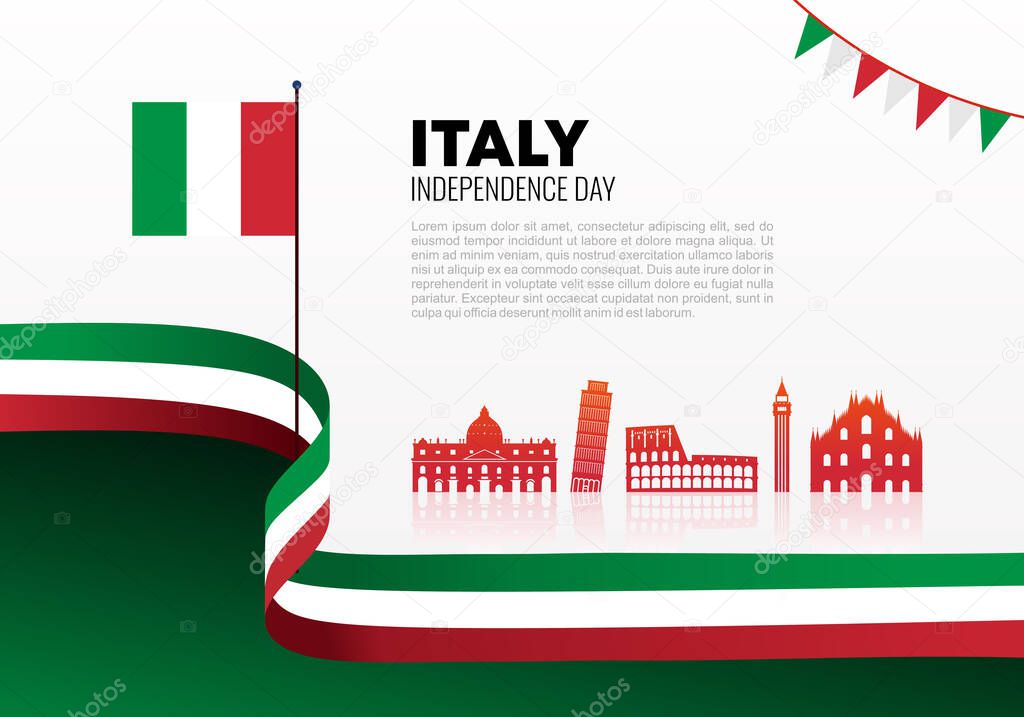 Italy Independence day background banner for national celebration on June 2 nd.