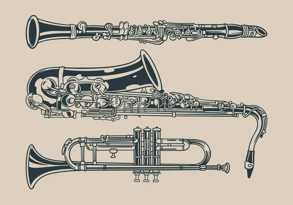 Modèle Sans Couture Avec Doodle Dessiné Main Instrument Musique Classique — Image vectorielle