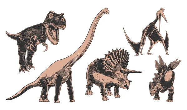 Poster Kekanak Kanakan Dengan Reptil Jurassic Set Elemen Poster Anak - Stok Vektor