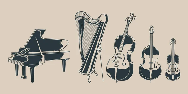 Modèle Sans Couture Avec Des Instruments Musique Doodle Dessinés Main — Image vectorielle