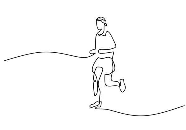 Jedna Ciągła Pojedyncza Linia Joggingu Lub Biegania Człowieka Odizolowana Białym — Wektor stockowy