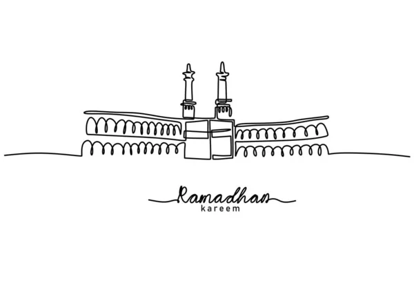 Μια Συνεχής Γραμμή Από Kareem Ramadan Λέξη Bah Mecca Απομονώνονται — Διανυσματικό Αρχείο