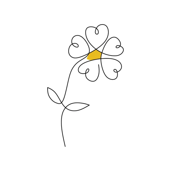 Uma Linha Única Contínua Flor Mola Daffodil Com Cor Amarela —  Vetores de Stock