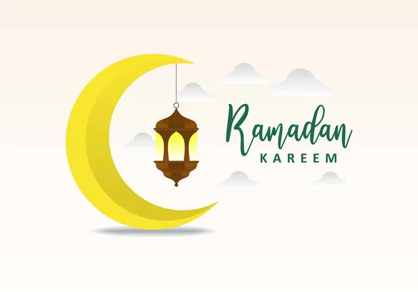 Ramadan Kareem Fundo Banner Cartaz Cartão Saudação Com Lua Amarela — Vetor de Stock