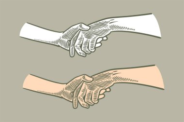 El çizimi, büyük bir el, gri arka planda izole edilmiş çocuk eli..