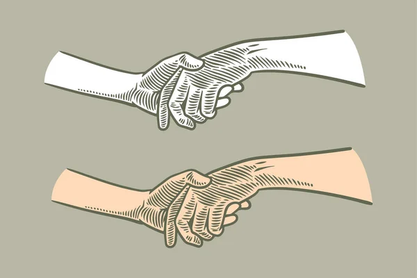 Χέρι Σχέδιο Χαρακτική Χέρι Μεγάλο Παιδί Εκμετάλλευση Χέρι Απομονώνονται Γκρι — Διανυσματικό Αρχείο