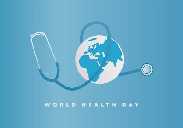 Cartel Del Banner Del Día Mundial Salud Con Estetoscopio Tierra — Vector de stock