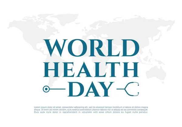 Плакат Всемирного Дня Здоровья Картой Мира Белом Фоне — стоковый вектор