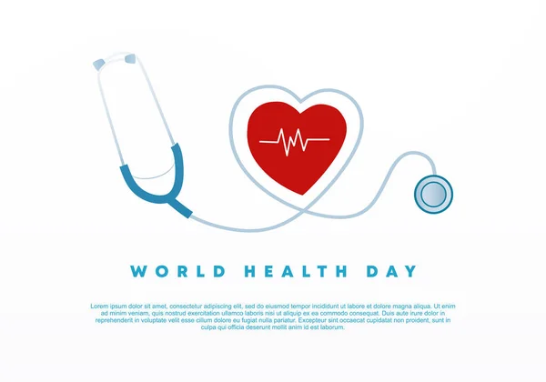 Cartel Del Banner Del Día Mundial Salud Con Latidos Del — Vector de stock