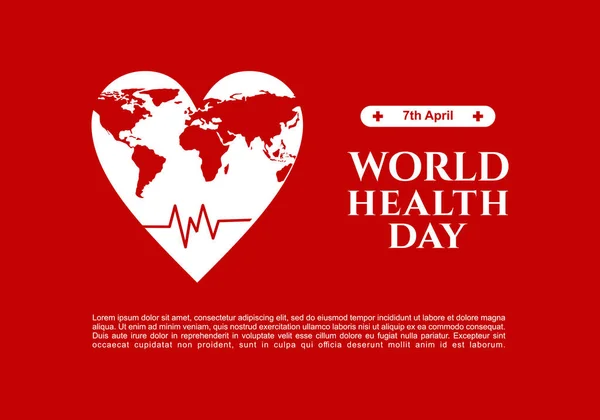 Día Mundial Salud Banner Cartel Con Mapa Del Mundo Sobre — Vector de stock