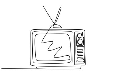 Beyaz arkaplanda izole edilmiş tek bir klasik televizyon hattı.