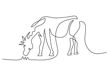 Pegasus atının sürekli yediği tek bir çizgi beyaz arka planda izole edilmiş..